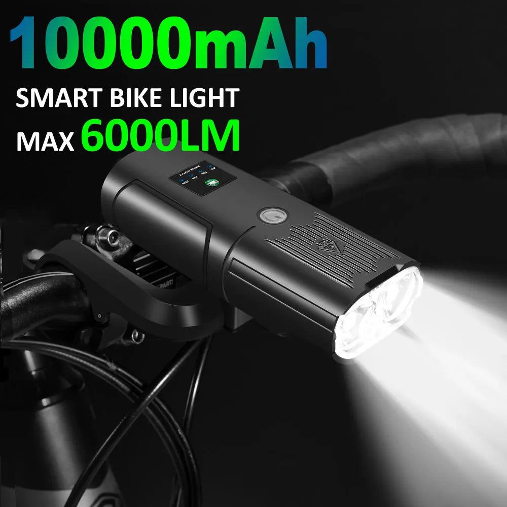 🚴‍♀️ NEWBOLER Smart Bicycle Light – 6000 Lumens, 10000mAh, Waterproof, USB Rechargeable