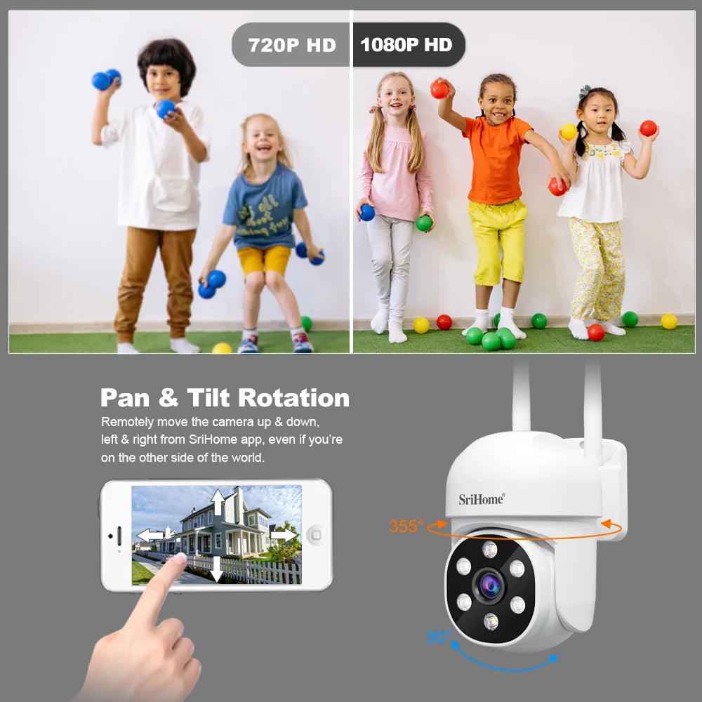 📡Security -  Srihome SH061 Wireless PTZ Monitoring Camera 🎥 1080P HD | 🤖 AI Human Detection | 🌙 Night Vision | 🏠 Home Security | 📹 Video Surveillance CCTV