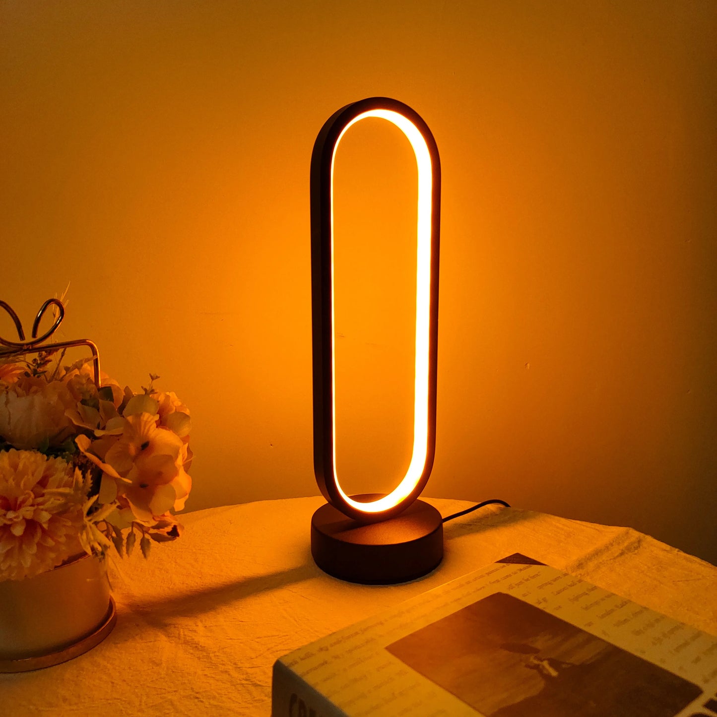 💡 1PC LED Ring Lamp – 3-Color Dimmable Bedside & Living Room Night Light
