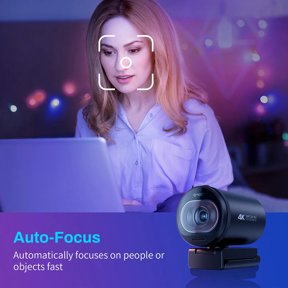 🎥 EMEET S600 4K Streaming Webcam – 1080P @ 60FPS USB Camera with Autofocus & Built‑In Microphones for TikTok & YouTube Live