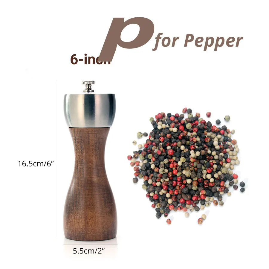🧂 Leeseph Premium Beech Wood Pepper Mill – Salt & Pepper Grinder with Precision Carbon Steel Rotor for Peppercorn, Sea Salt & Spices