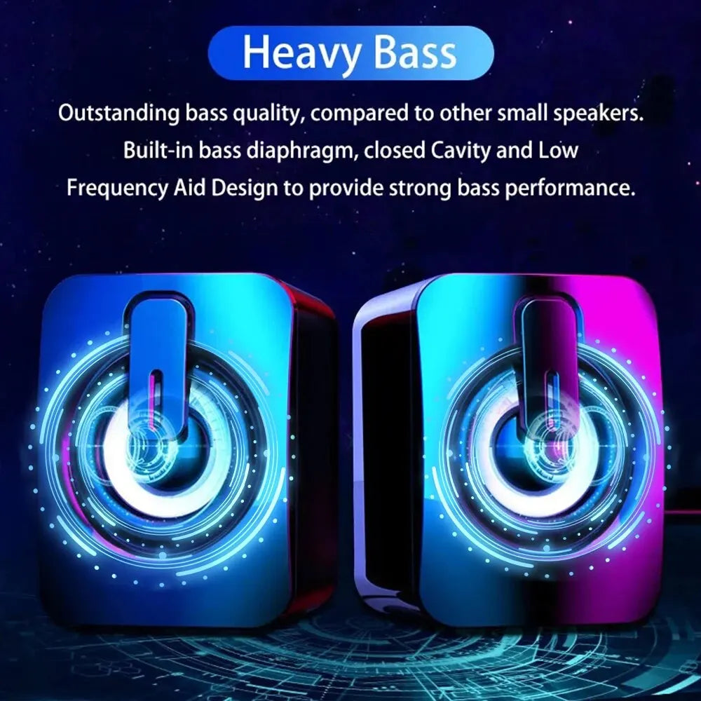 🔊 HiFi Stereo USB Wired Computer Speakers with LED Light & Built-in Microphone – PC Desktop Sound Box