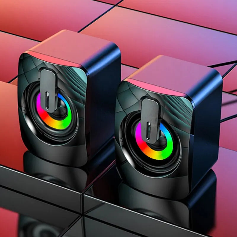 🔊 HiFi Stereo USB Wired Computer Speakers with LED Light & Built-in Microphone – PC Desktop Sound Box