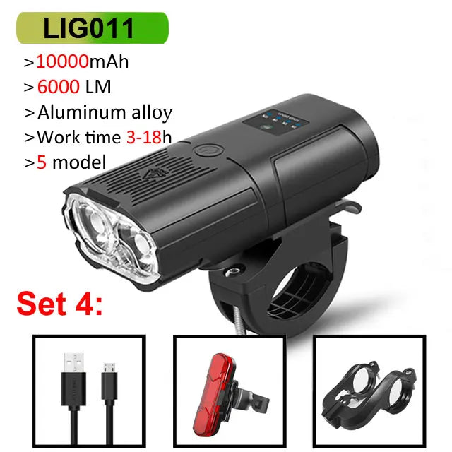 🚴‍♀️ NEWBOLER Smart Bicycle Light – 6000 Lumens, 10000mAh, Waterproof, USB Rechargeable