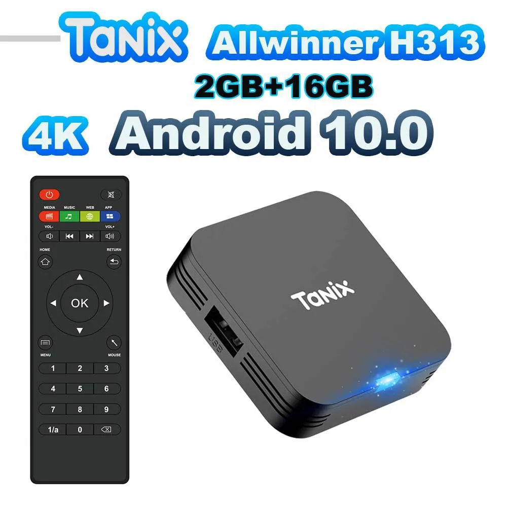 📺 Tanix TX1 Android 10 TV Box – 4K HDR Media Player with 2.4G WiFi, 3D Support, Allwinner H313 Quad-Core, 8GB/16GB Storage – Global Version