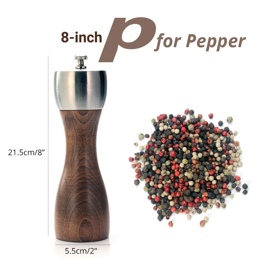 🧂 Leeseph Premium Beech Wood Pepper Mill – Salt & Pepper Grinder with Precision Carbon Steel Rotor for Peppercorn, Sea Salt & Spices