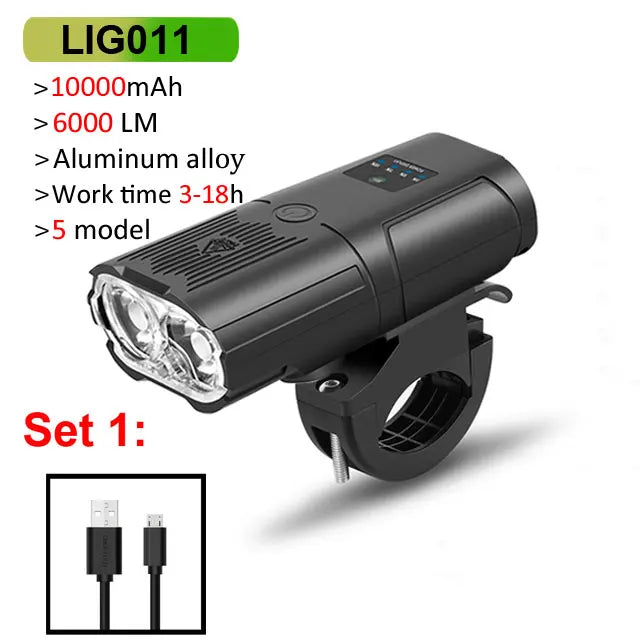 🚴‍♀️ NEWBOLER Smart Bicycle Light – 6000 Lumens, 10000mAh, Waterproof, USB Rechargeable