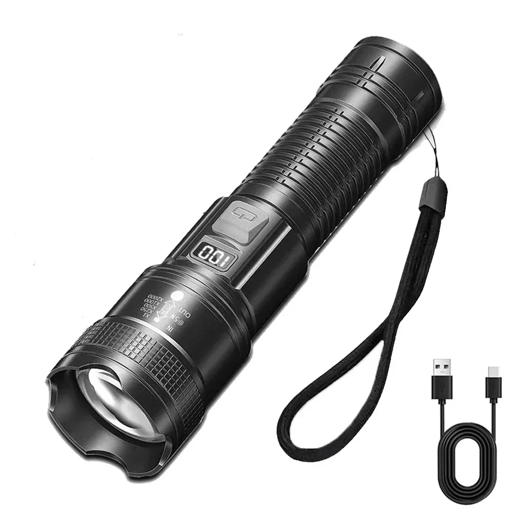 Survival Kit - Heinast LED Rechargeable Zoom Flashlight – Waterproof, Adjustable Focus, Long-Range Beam for Camping & Outdoor Use