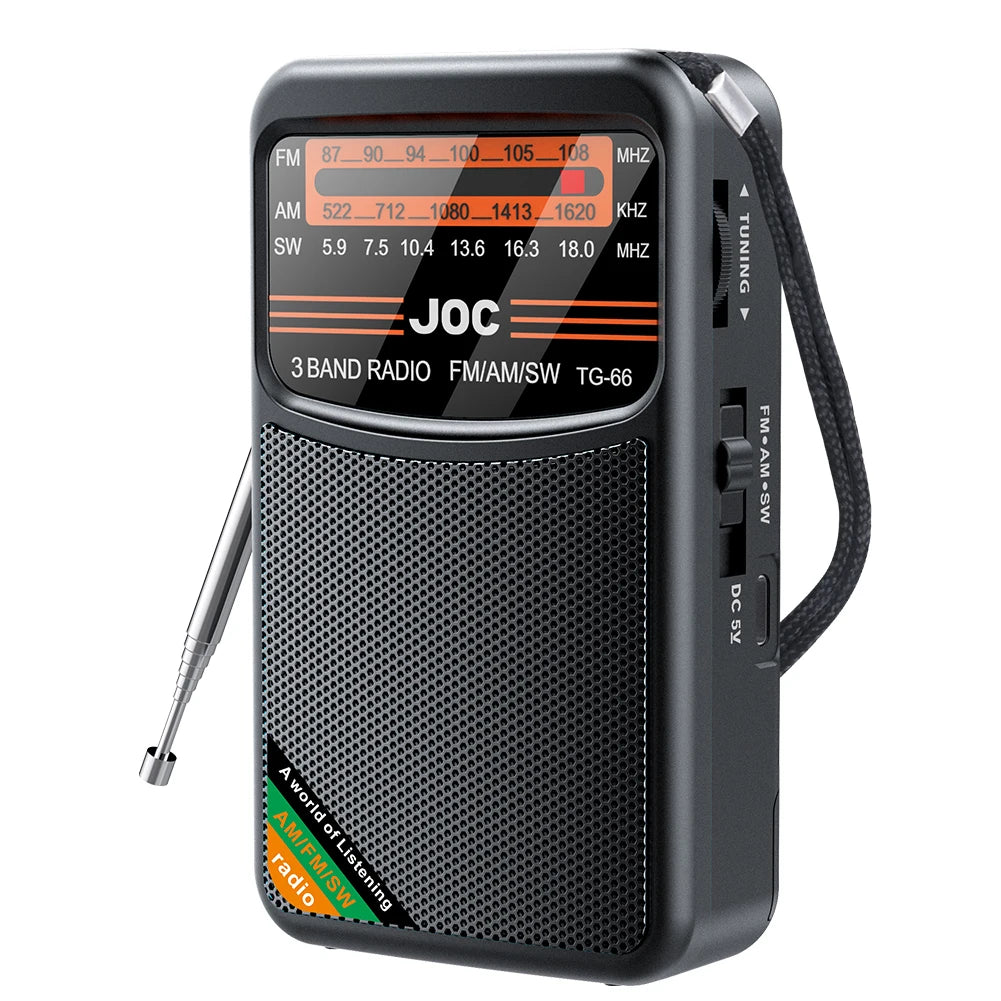 Portable FM AM SW Radio – Rechargeable via Type-C, Built-in Speaker, Pointer Tuning, HD Screen, Ideal for Elderly