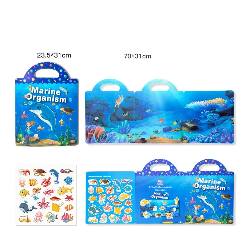 🧲📘 Reusable Cartoon Sticker Book for Kids 🎨 DIY Puzzle Game | Multiple Scenes | Educational & Fun Toy for Ages 2–4 | Perfect Gift!