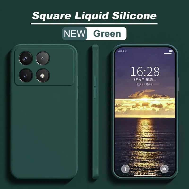 📱 Luxury Liquid Silicone Soft Case for Poco X6 / X6 Pro 5G – Shockproof Back Cover for Xiaomi Poco X6 Series