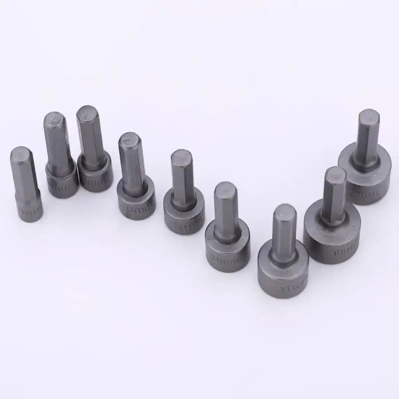 🔩 9PCS Hex Socket Nut Driver Set (5mm–13mm) Multi-Size Sleeve Nozzles | Durable Chrome Vanadium Steel | Universal Fit for Power Tools